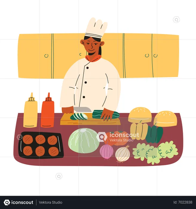 Cook Hamburger  Illustration