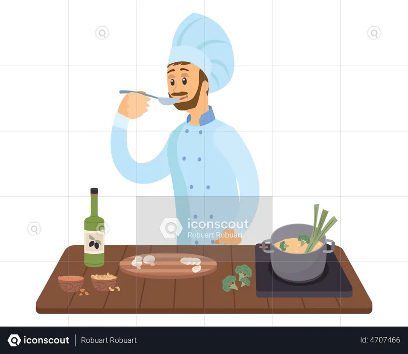 Cook making dish  Illustration