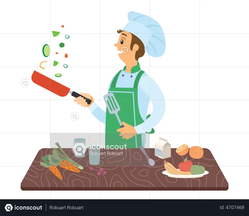 Cook making food  Illustration