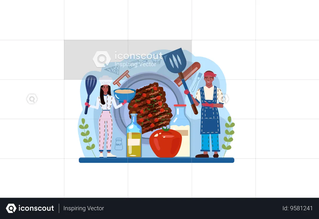 Cook making Italian delicious cuisine  Illustration