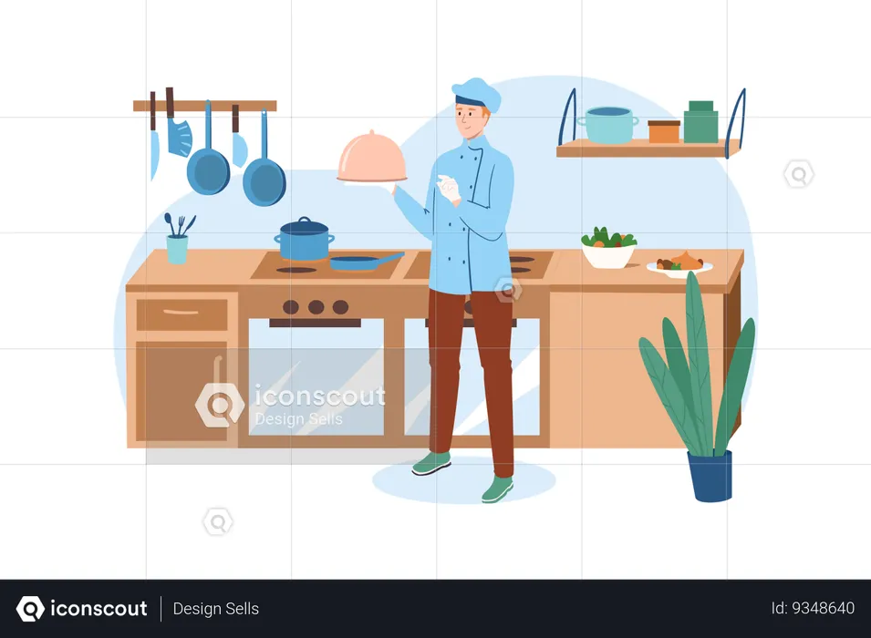 Cook prepare meals for the restaurants customers  Illustration