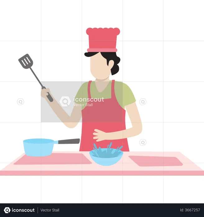 Cooking food by chef  Illustration