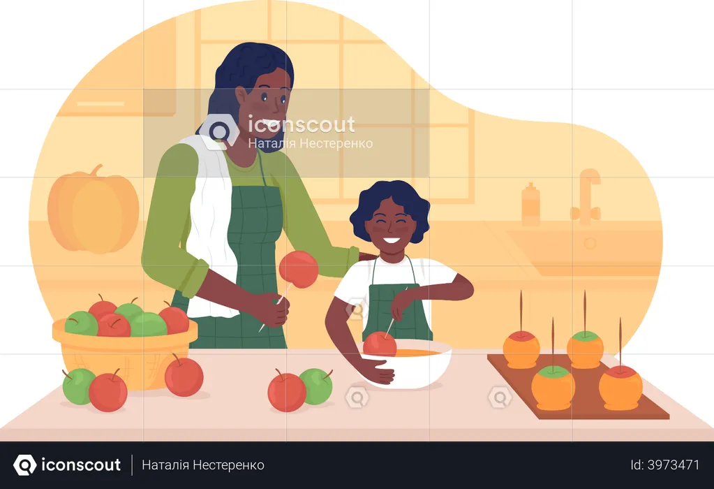 Cooking with child  Illustration