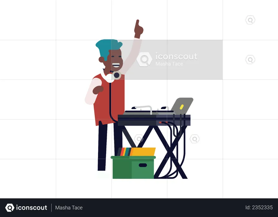 Cool DJ Playing Music  Illustration