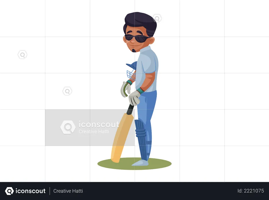 Cool Indian cricket Batsman  Illustration