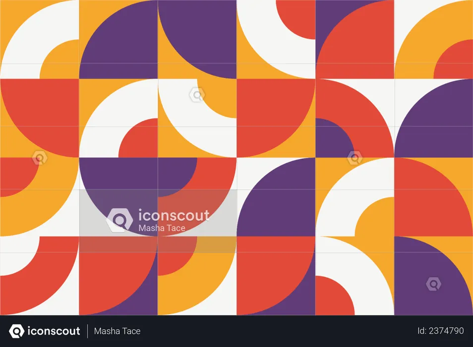 Cool retro minimalist geometric background in limited color palette  Illustration