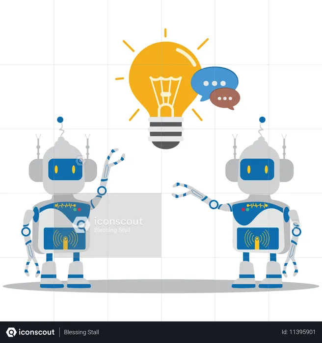 Robô de inteligência artificial Cooperação  Ilustração