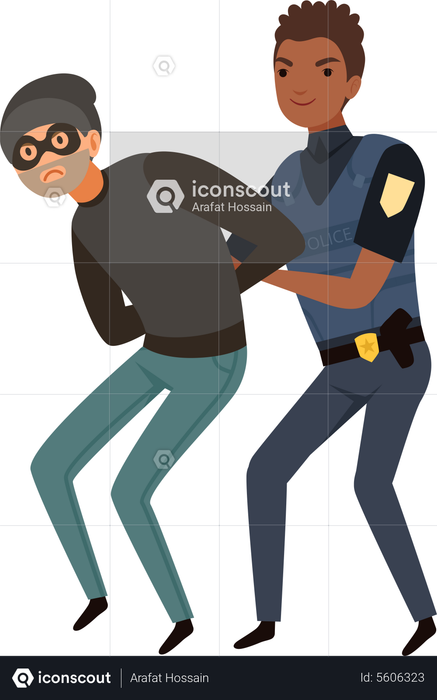 Best Premium Cop Officer Arresting Criminal Illustration Download In