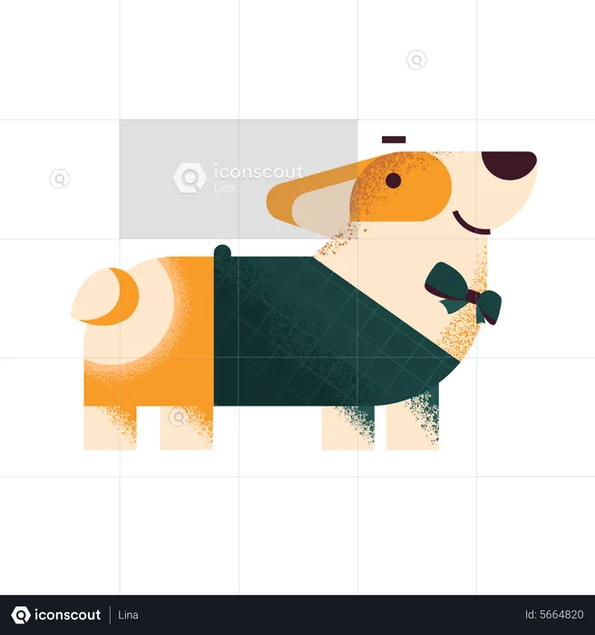 Corgi dog in sweater and bow tie  Illustration