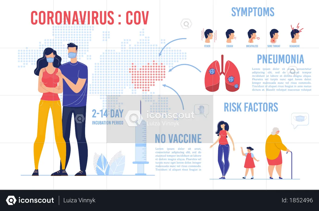 Coronavirus Cause Symptom Complication Infographic  Illustration
