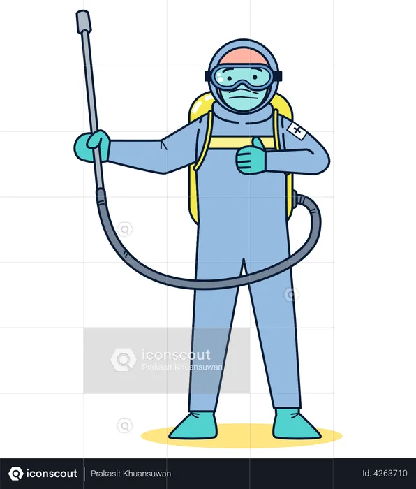 Coronavirus Disinfection Suit  Illustration