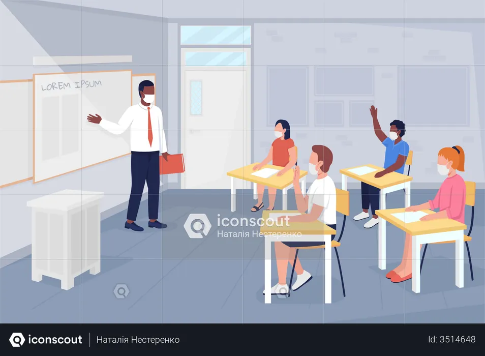 Coronavirus precautions at school after pandemic guidelines  Illustration