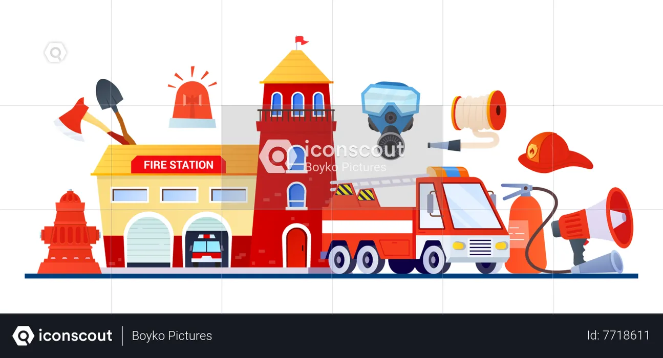 Quartel de bombeiros  Ilustração