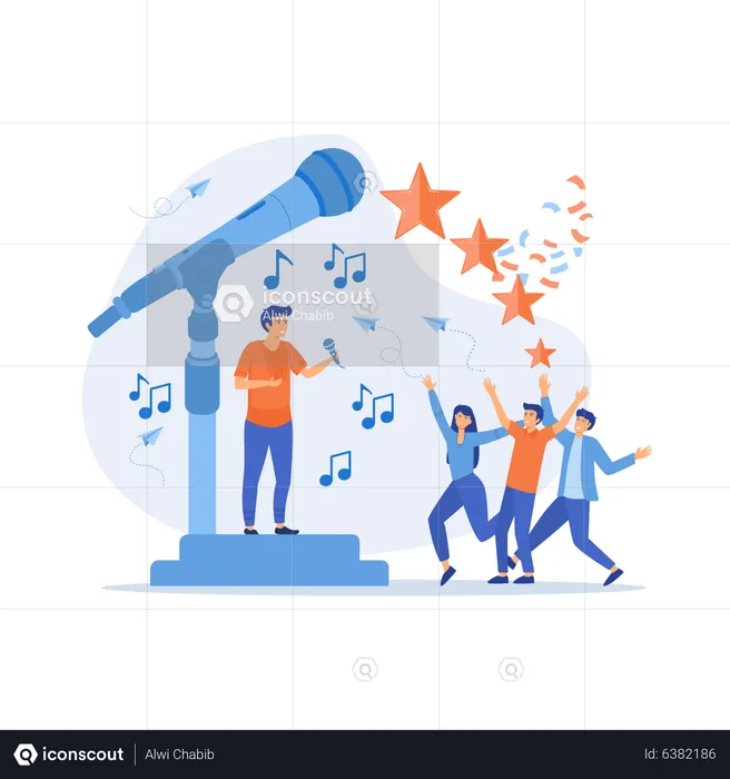 Corporate karaoke party  Illustration