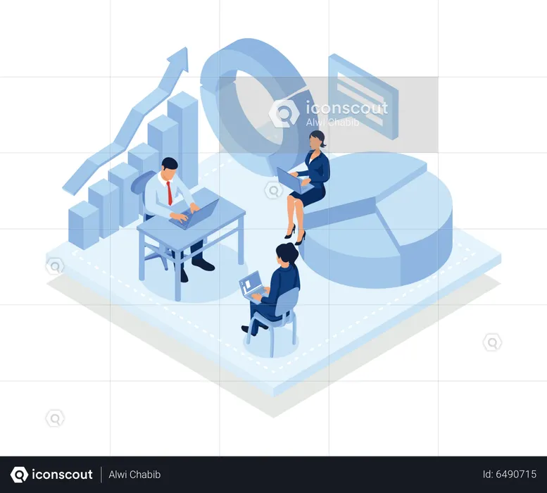 Corporate People Working At Office  Illustration