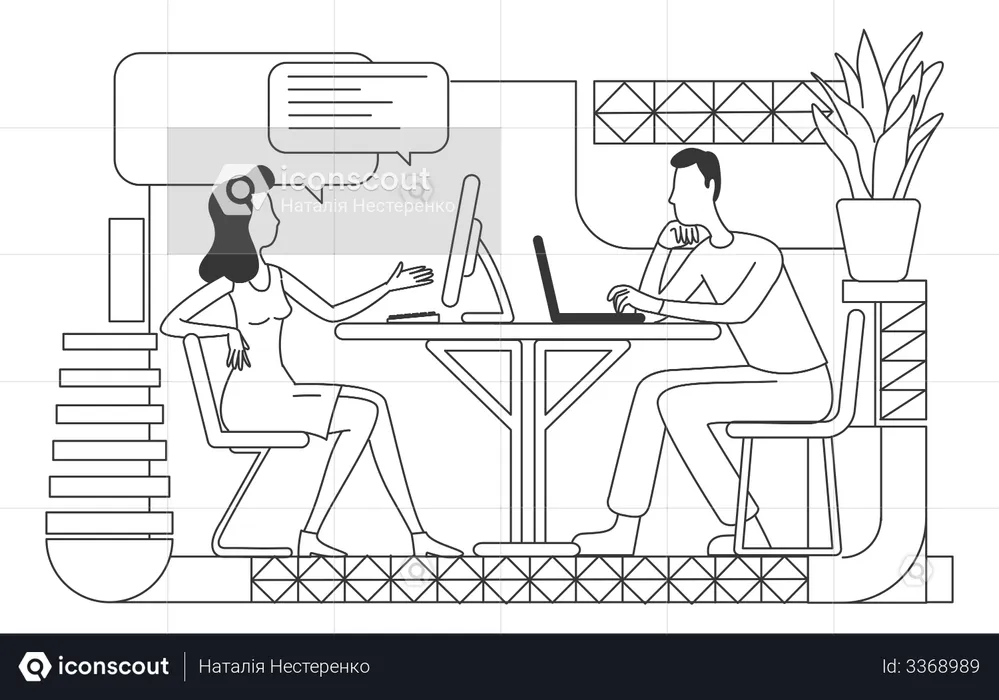 Corporate workers working on project  Illustration