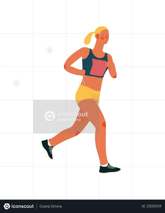 Corredora de maratón femenina corriendo  Ilustración