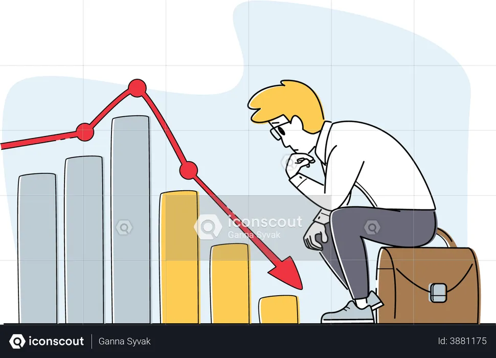 Corretor do mercado de ações se sentindo ansioso devido à perda do mercado  Ilustração