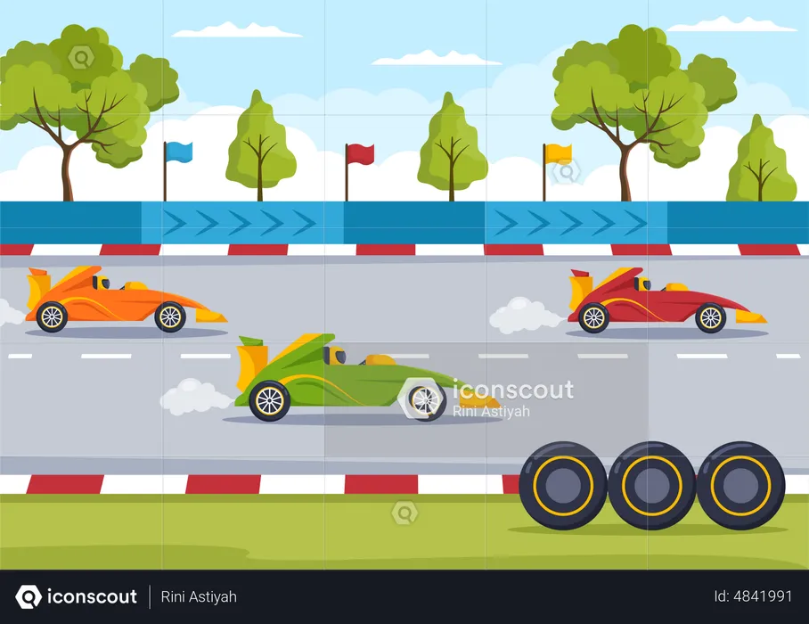 Corrida de carros de fórmula  Ilustração