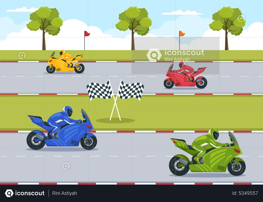 Corrida de moto  Ilustração