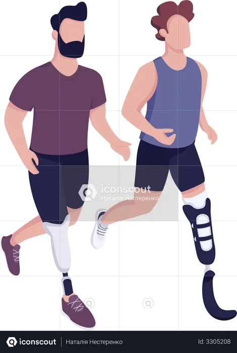 Corrida de esportistas com deficiência  Ilustração