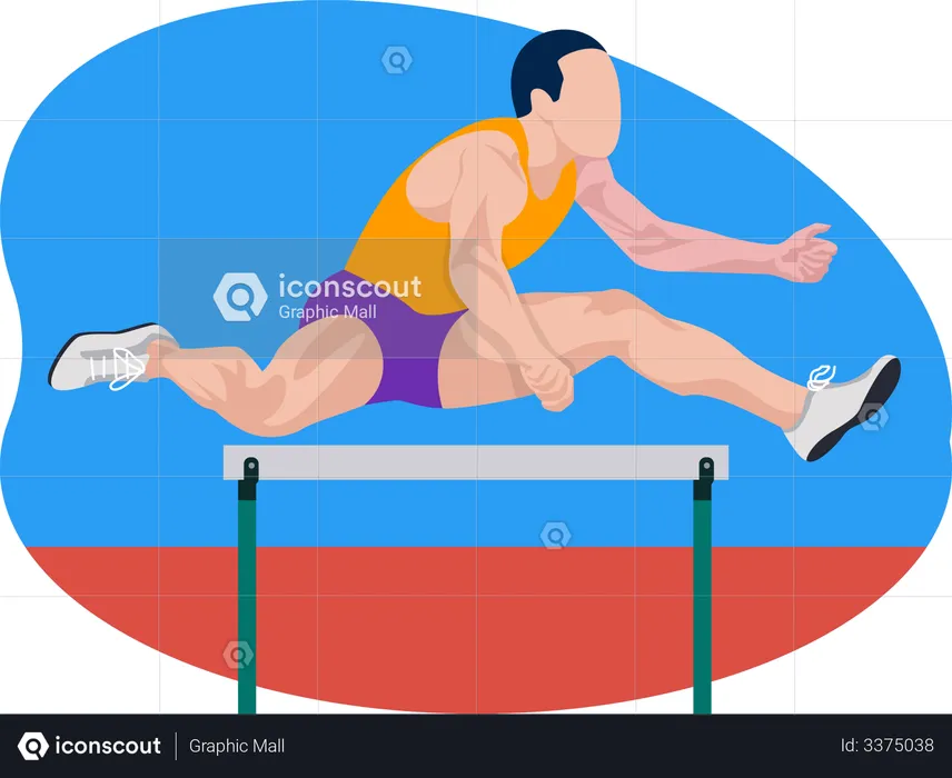 Macho correndo na corrida de obstáculos  Ilustração