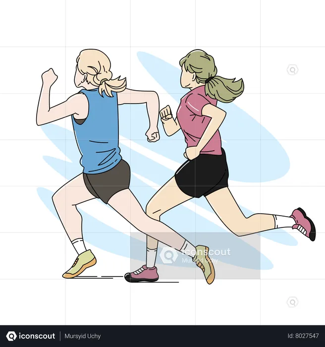 Corriendo con amigos  Ilustración