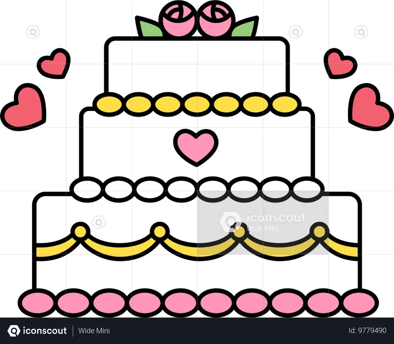 Corte o bolo de casamento  Ilustração