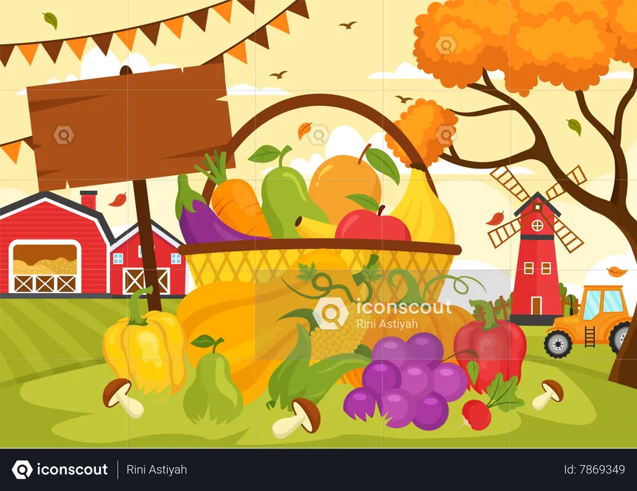 Cosecha de frutas  Illustration