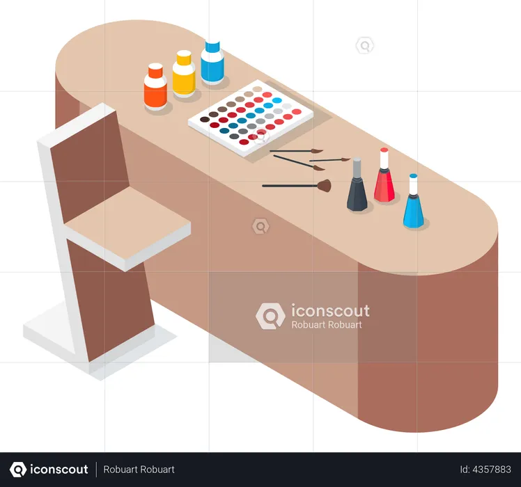 Cosmetics Product on Table  Illustration