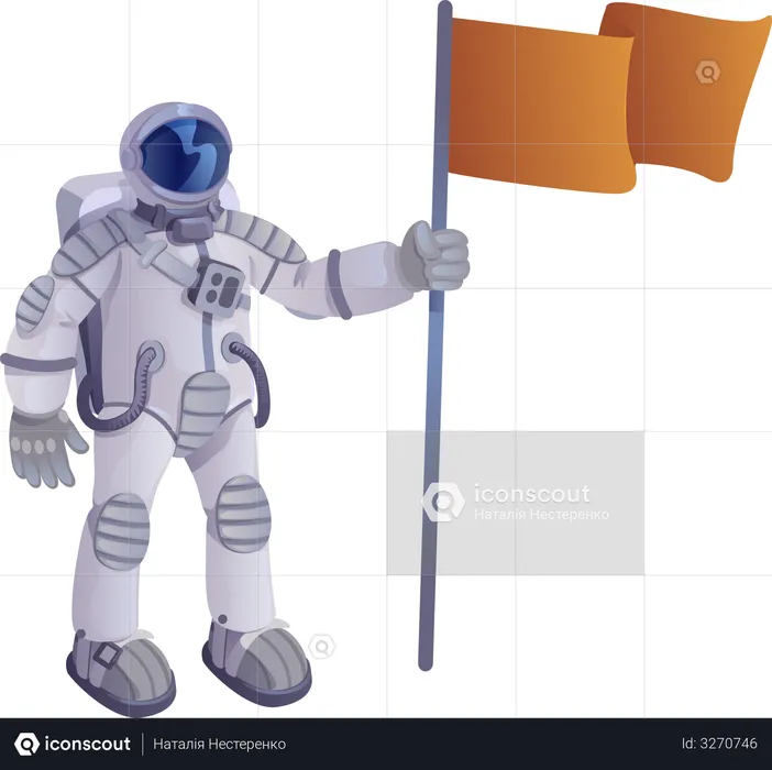 Cosmonaut with flag  Illustration