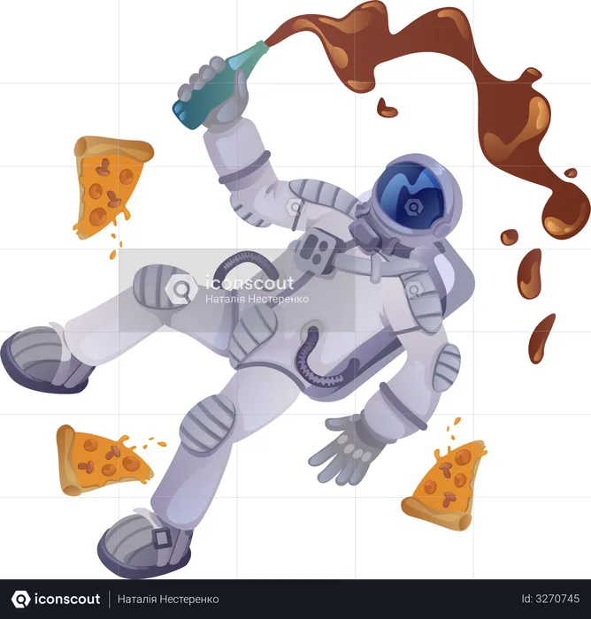 Cosmonaut with food  Illustration