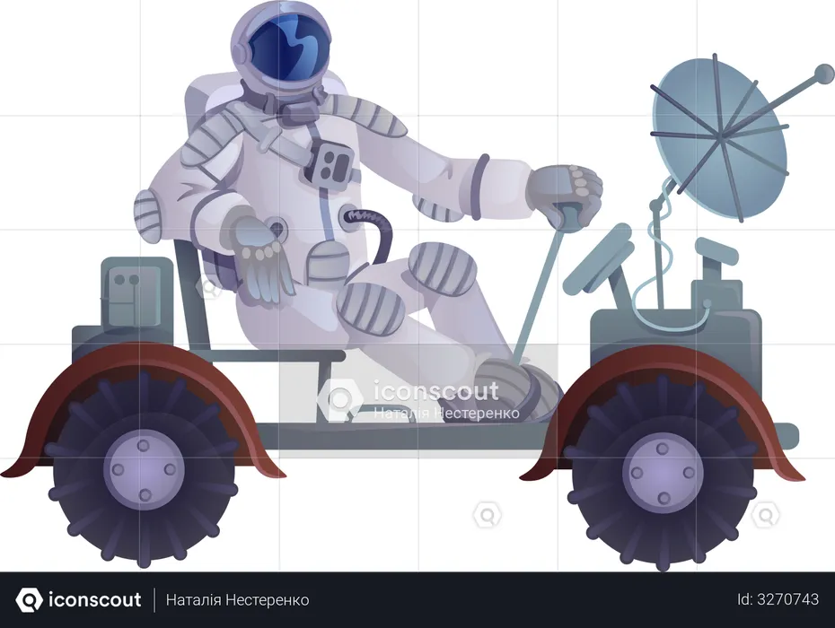 Cosmonaute en rover lunaire  Illustration