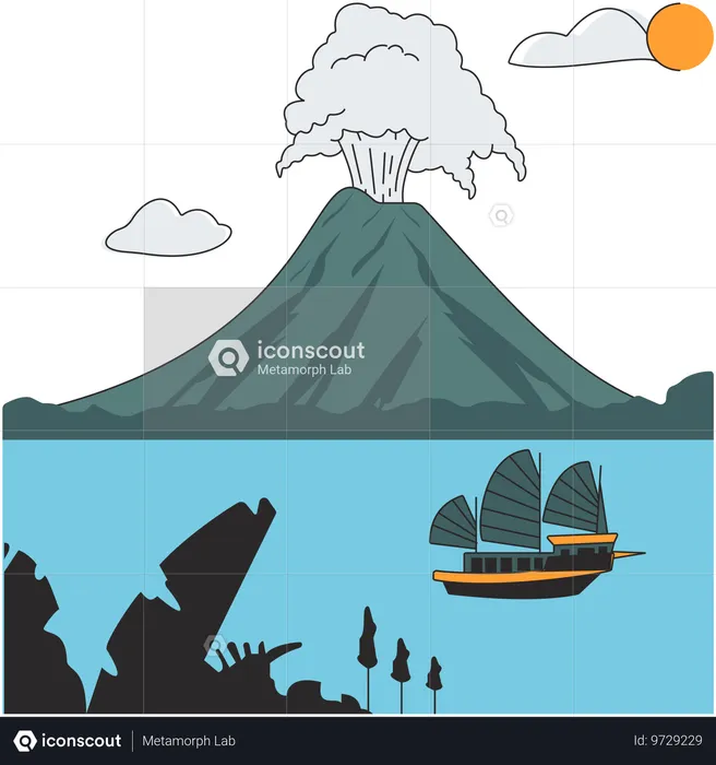 Costa Rica - Arenal Volcano  Illustration