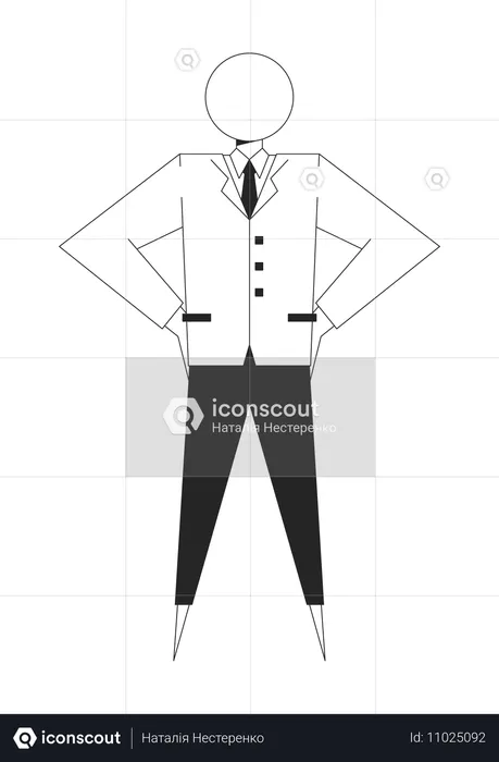 Costume d'homme géométrique avec tête circulaire  Illustration