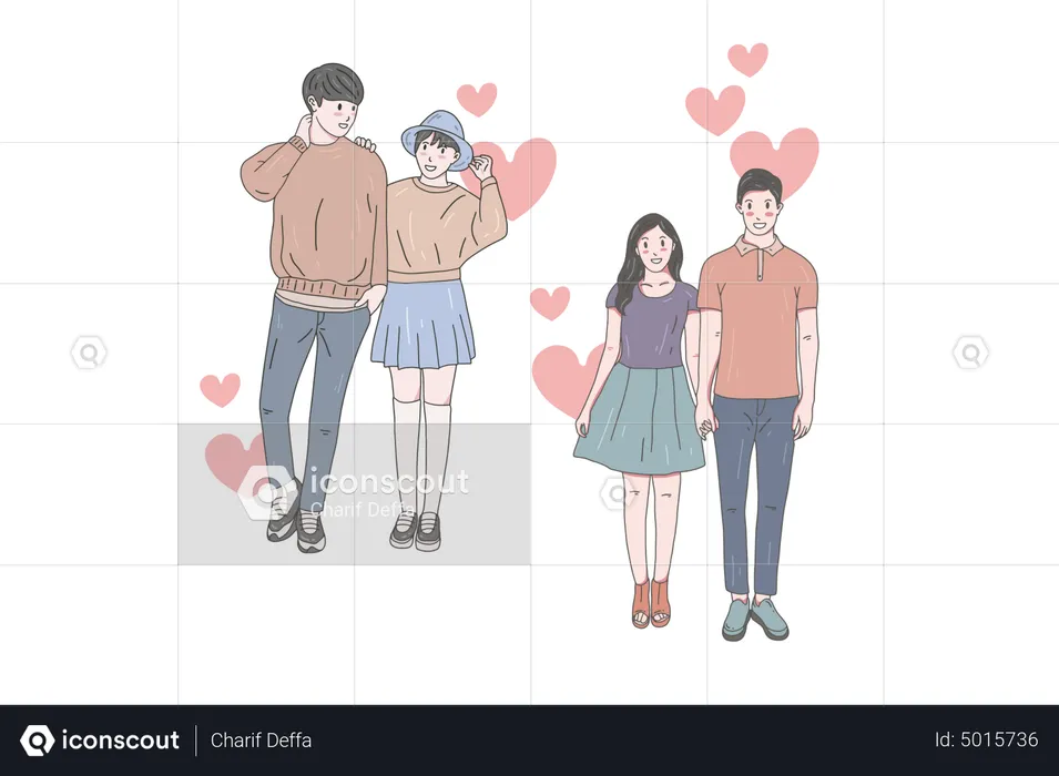 Cote japanese couples  Illustration