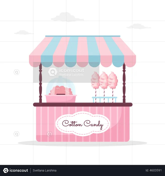 Cotton candy stall counter  Illustration