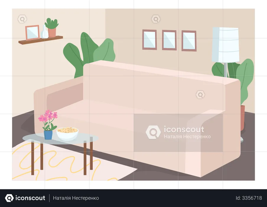 Couch for family leisure time  Illustration