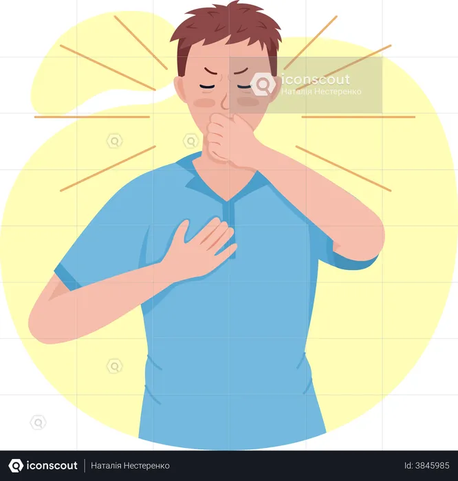 Coughing man  Illustration
