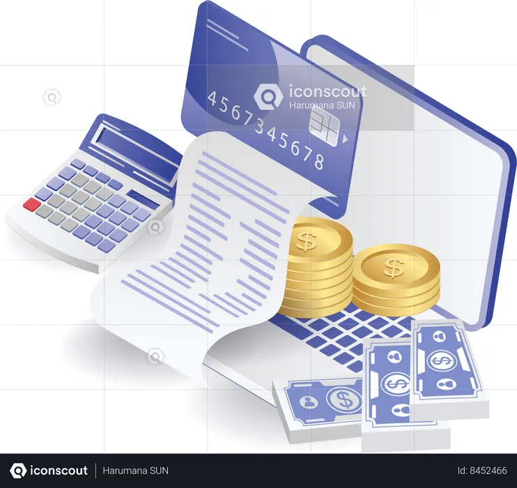 Counting Money Online  Illustration
