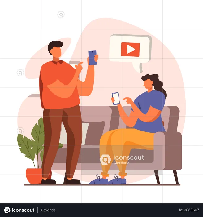 Couple accro à la vidéo  Illustration