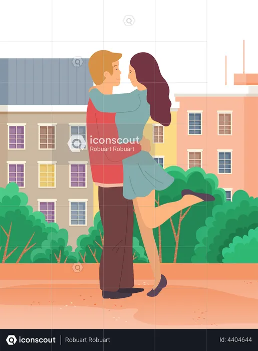 Couple amoureux s'embrassant  Illustration