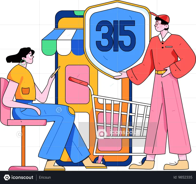 Un couple aime faire du shopping sous la protection 315  Illustration