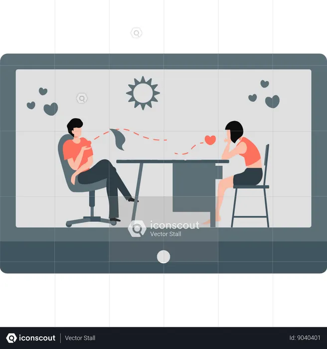 Couple are dating online  Illustration