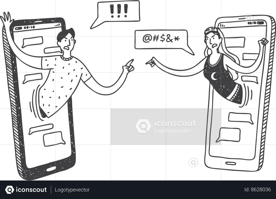 Couple are doing online dating  Illustration