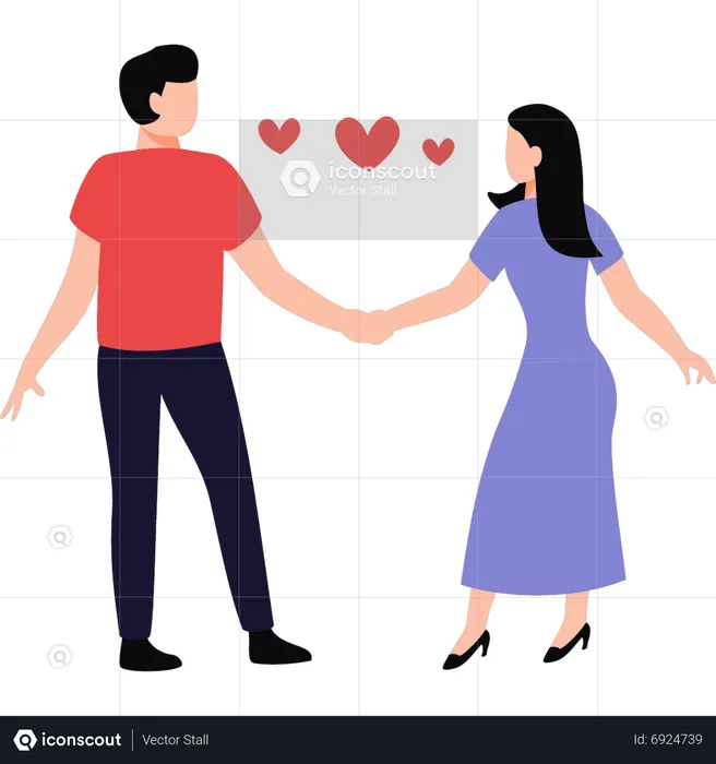 Couple are holding hands  Illustration
