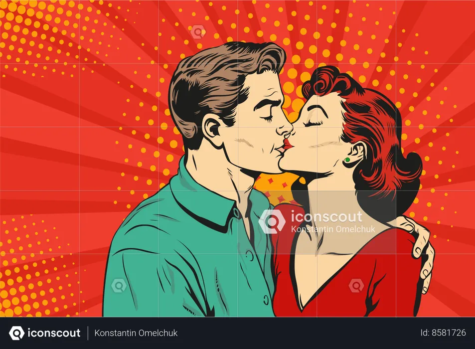 Couple doing lips kissing  Illustration