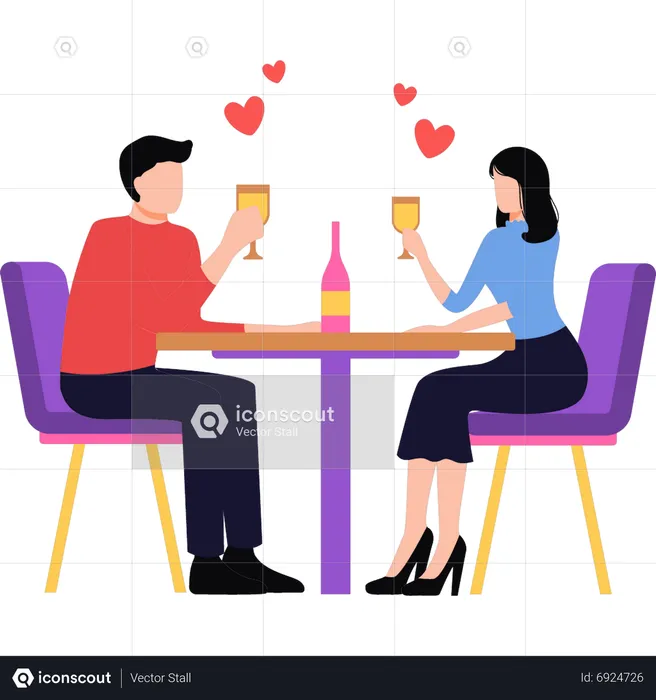 Couple are on a date  Illustration