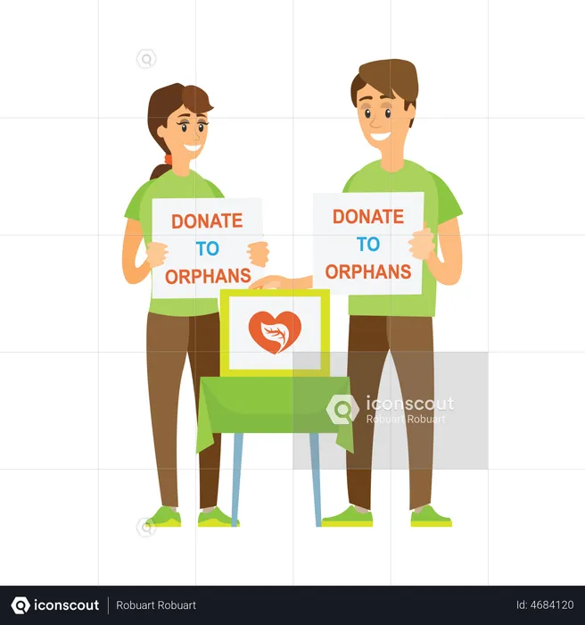 Couple asking for donation to orphans  Illustration