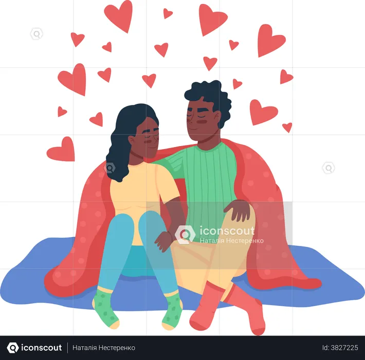 Couple assis ensemble  Illustration